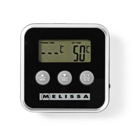 Melissa - Termómetro para carne com visor digital e temporizador 0-250 °C 1x pilha AAA
