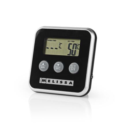 Melissa - Termómetro para carne com visor digital e temporizador 0-250 °C 1x pilha AAA