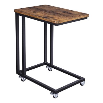 Mesa auxiliar móvel ELDUR castanho/preto