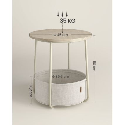 Mesa auxiliar NOIRA creme/branco