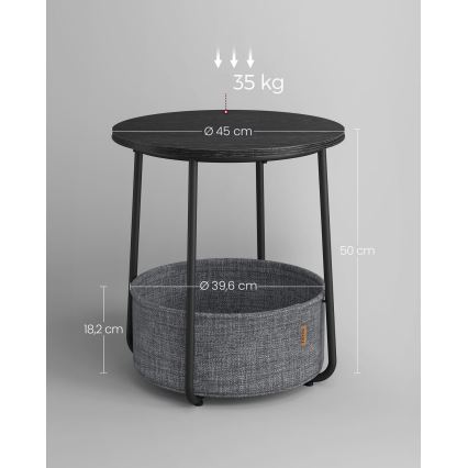 Mesa auxiliar NOIRA preta/cinzenta