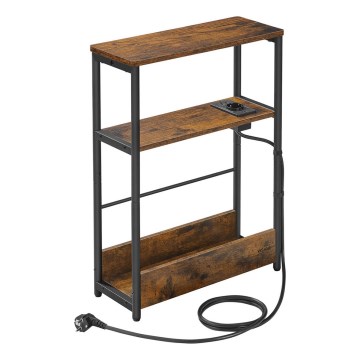 Mesa de apoio com tomada embutida e portas USB ROD castanho/preto