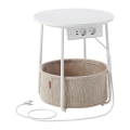 Mesa de apoio com tomadas embutidas e portas USB NOIRA 45 cm bege/branco