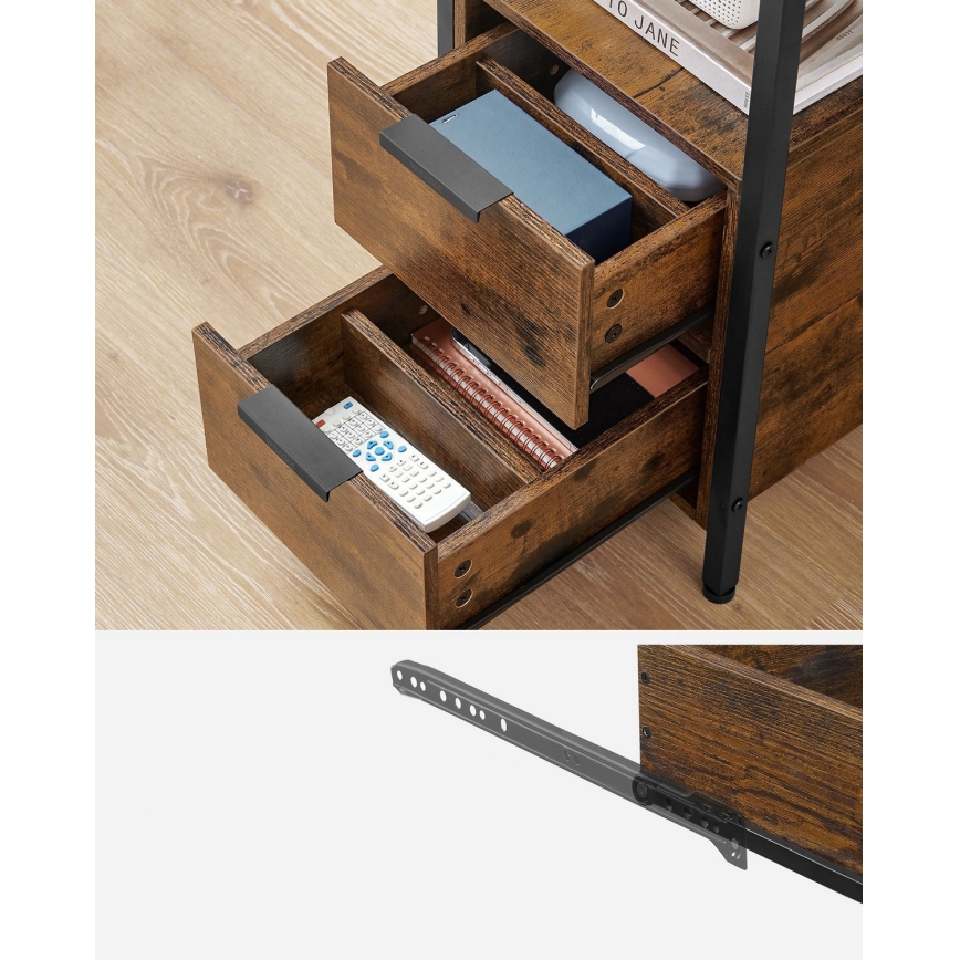 Mesa de apoio com tomadas integradas e portas USB ROD castanho/preto