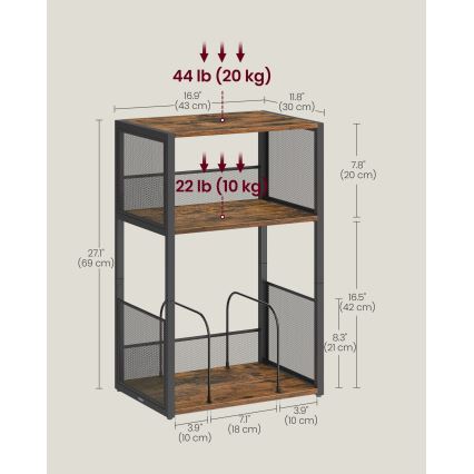 Mesa de apoio LUVOR 43 x 30 cm castanha/preta