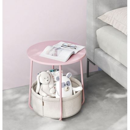 Mesa de apoio NOIRA rosa/branco