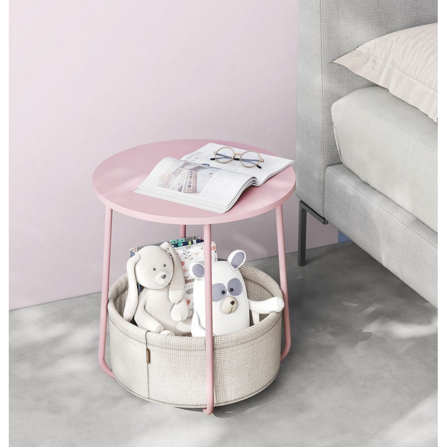 Mesa de apoio NOIRA rosa/branco