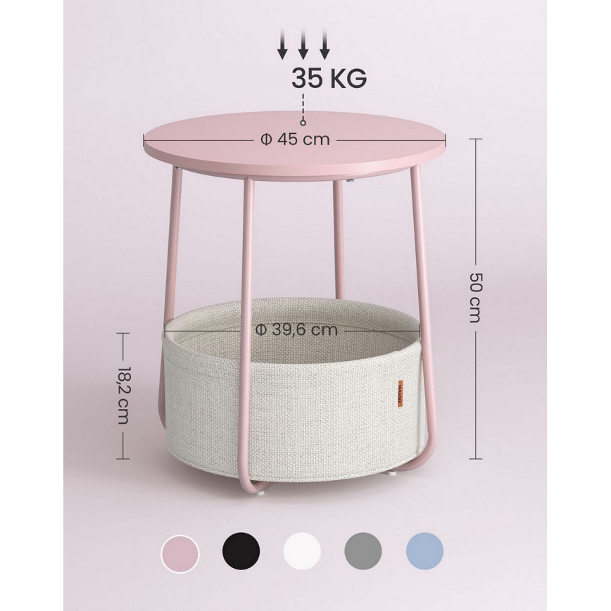 Mesa de apoio NOIRA rosa/branco