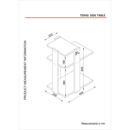 Mesa de apoio TERAS 60x45 cm branco