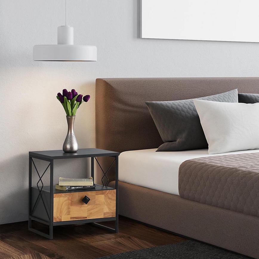 Mesa de cabeceira ALTUNIZADE 50x45 cm preto/castanho