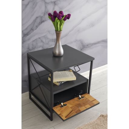 Mesa de cabeceira ALTUNIZADE 50x45 cm preto/castanho