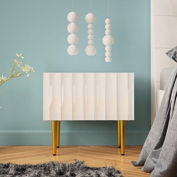 Mesa de cabeceira ARCOS 46x50 cm branco/dourada