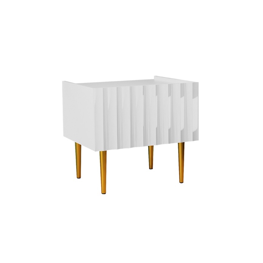 Mesa de cabeceira ARCOS 46x50 cm branco/dourada