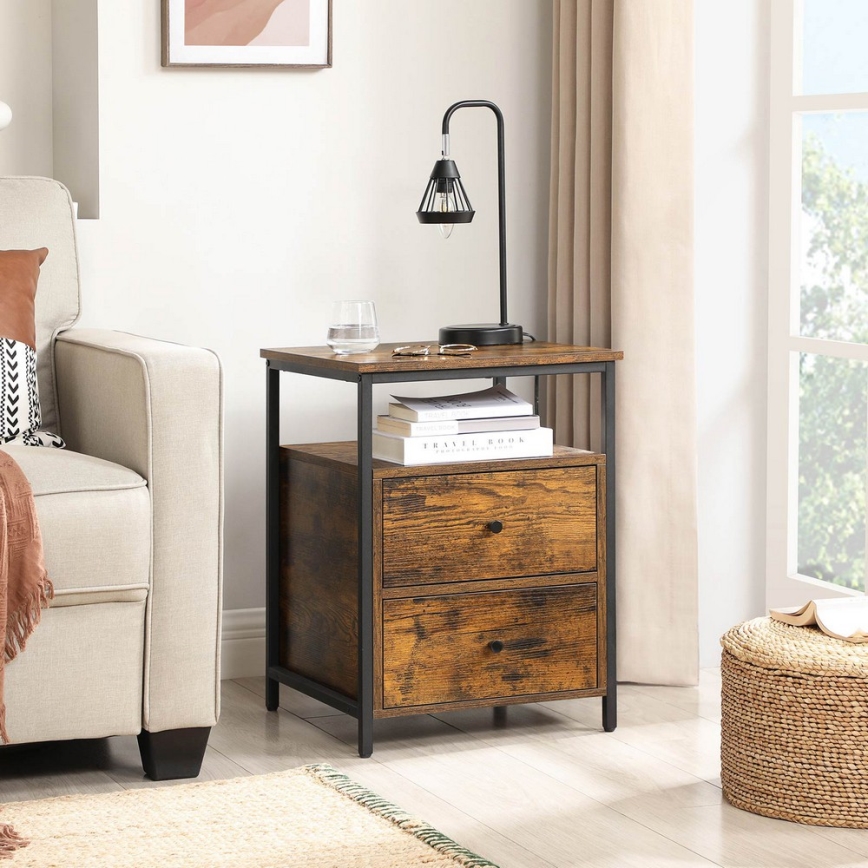 Mesa de cabeceira ARIN castanho/preto