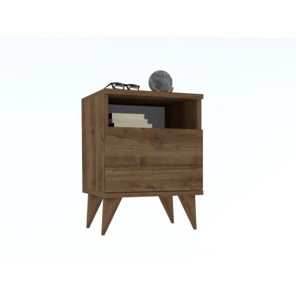 Mesa de cabeceira BARLO 40x37 cm castanho