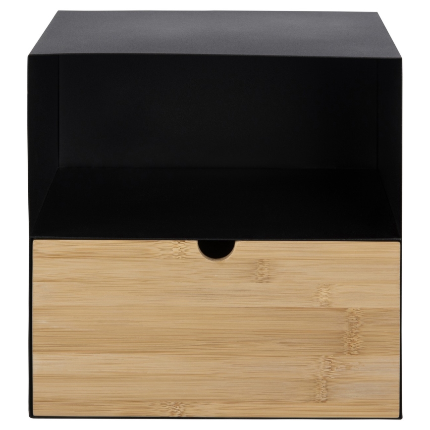 Mesa de cabeceira com possibilidade de montagem na parede BEKIM preto/bambu
