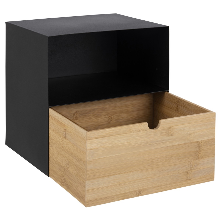 Mesa de cabeceira com possibilidade de montagem na parede BEKIM preto/bambu