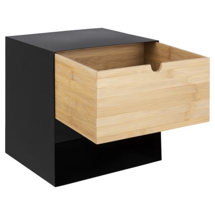 Mesa de cabeceira com possibilidade de montagem na parede BEKIM preto/bambu
