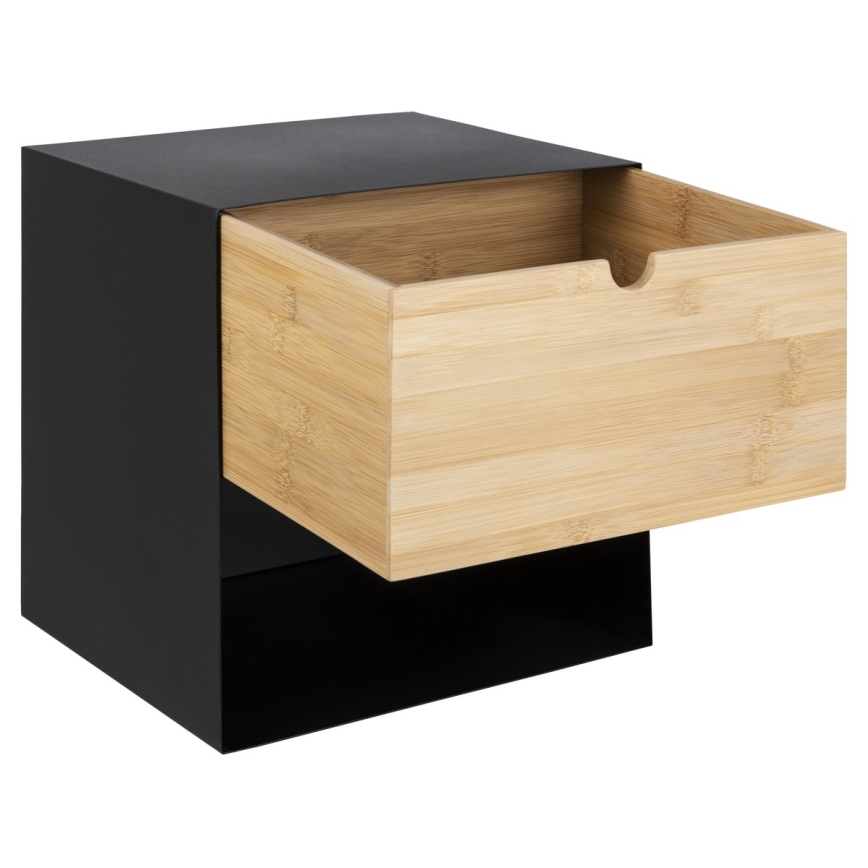 Mesa de cabeceira com possibilidade de montagem na parede BEKIM preto/bambu