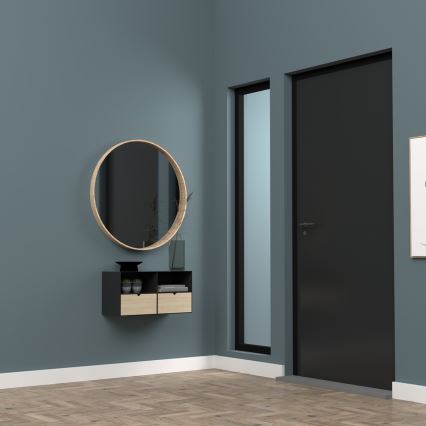 Mesa de cabeceira com possibilidade de montagem na parede BEKIM preto/bambu