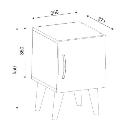 Mesa de cabeceira BELLINI 55x35 cm branca/castanha