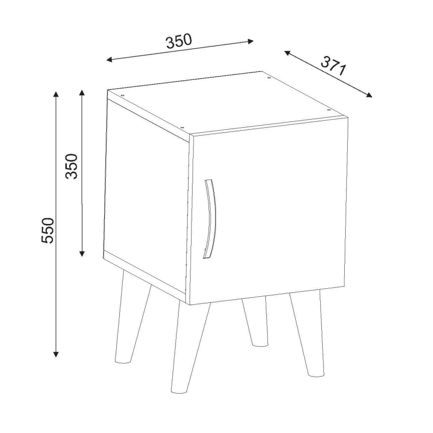 Mesa de cabeceira BELLINI 55x35 cm branca/castanha