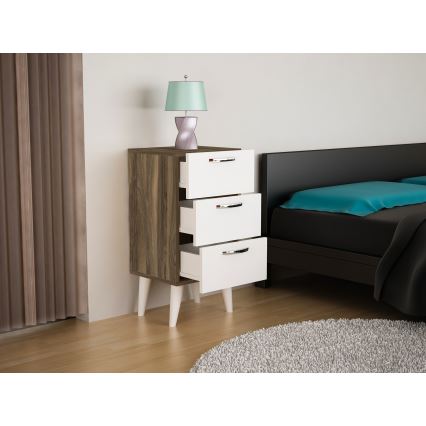 Mesa de cabeceira BELLINI 80x40 cm castanho/branco