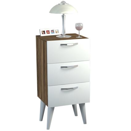 Mesa de cabeceira BELLINI 80x40 cm castanho/branco