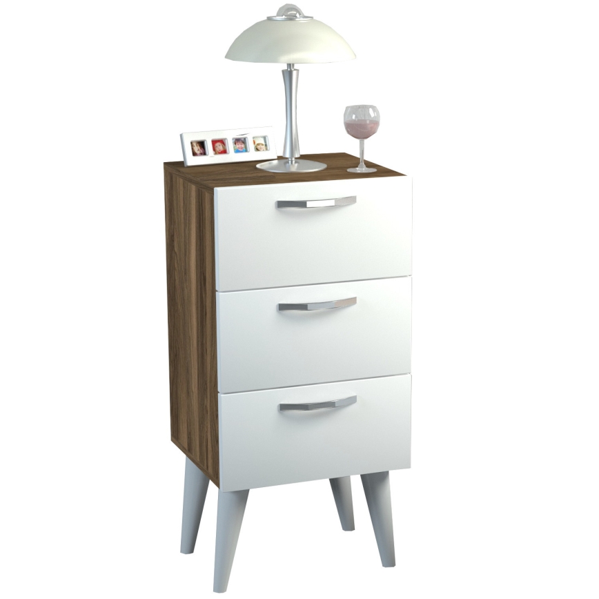 Mesa de cabeceira BELLINI 80x40 cm castanho/branco