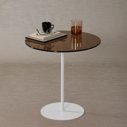 Mesa de cabeceira CHILL 50x50 cm branco/bronze