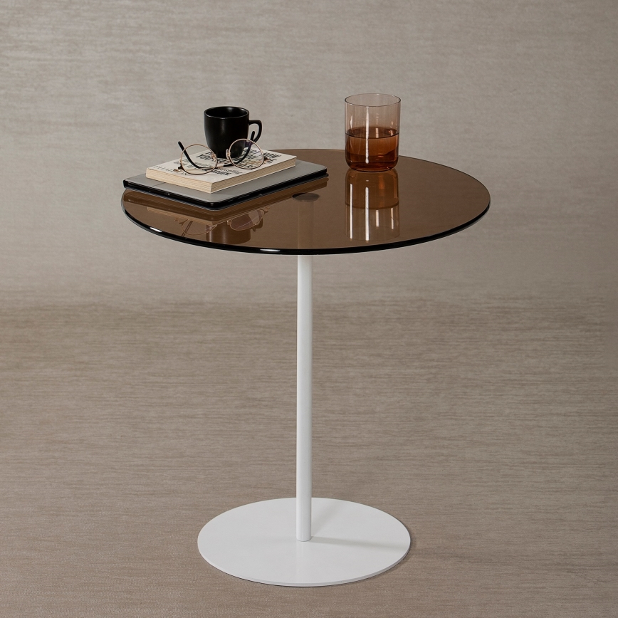 Mesa de cabeceira CHILL 50x50 cm branco/bronze