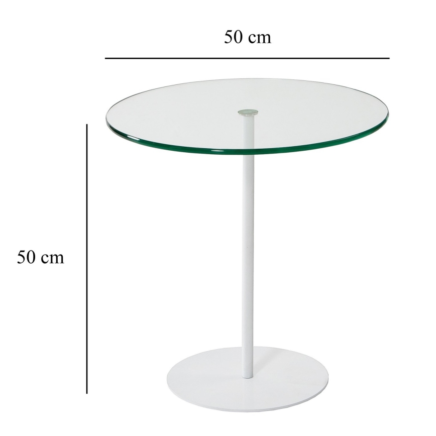 Mesa de cabeceira CHILL 50x50 cm branco/transparente