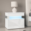Mesa de cabeceira com iluminação LED GLOSSA 51x55 cm branco/branco brilhante