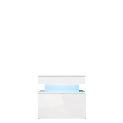 Mesa de cabeceira com iluminação LED GLOSSA 51x55 cm branco/branco brilhante