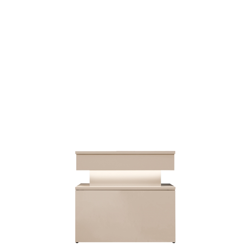 Mesa de cabeceira com iluminação LED GLOSSA 55x51 cm bege