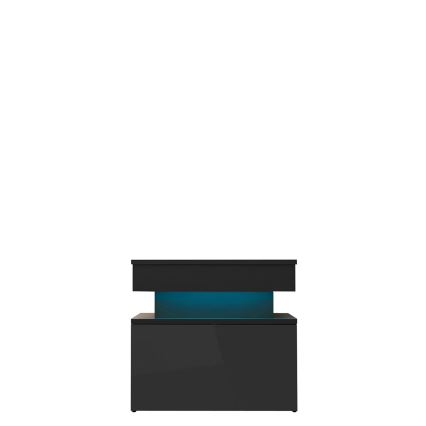 Mesa de cabeceira com iluminação LED GLOSSA 55x51 cm preto/preto brilhante