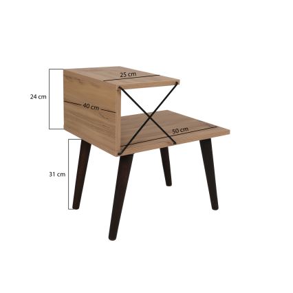 Mesa de cabeceira CROSS 55x50 cm castanho