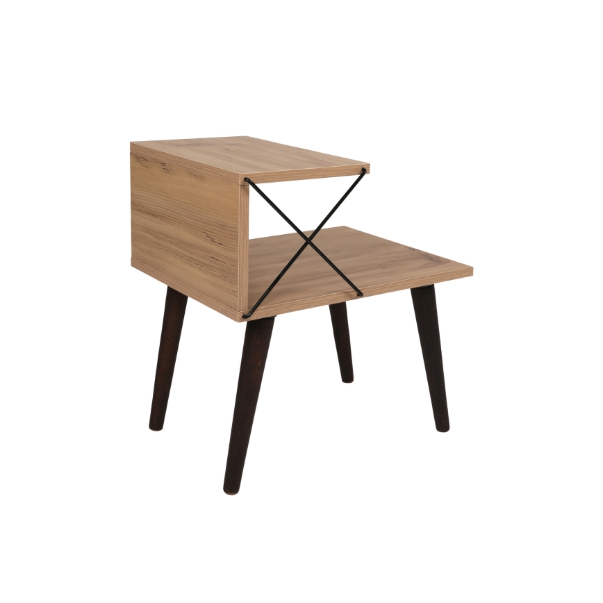 Mesa de cabeceira CROSS 55x50 cm castanho