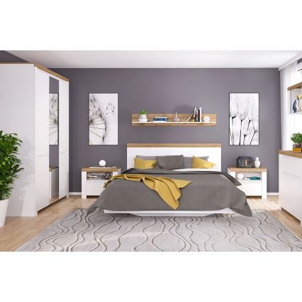 Mesa de cabeceira DAMINO 50,5x60 cm branco/carvalho wotan