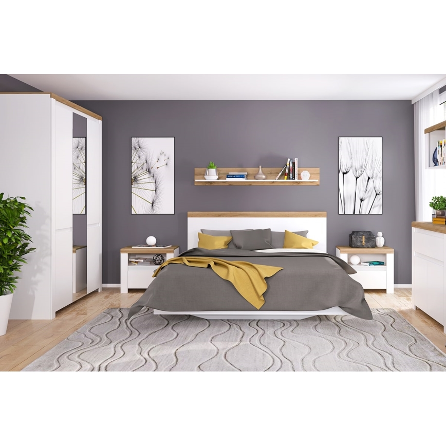 Mesa de cabeceira DAMINO 50,5x60 cm branco/carvalho wotan