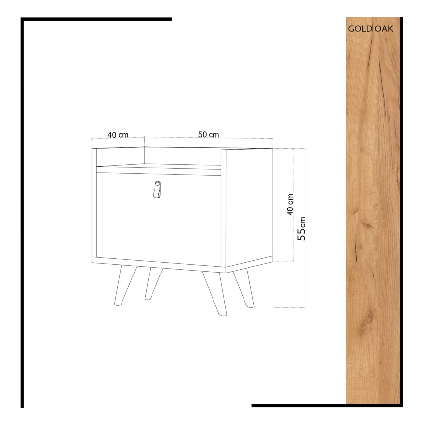 Mesa de cabeceira DOPO 55x50 cm bege/branca