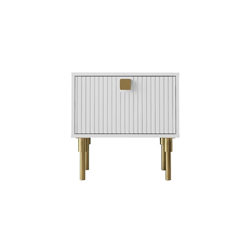 Mesa de cabeceira DORSET 50x50 cm branco/dourada