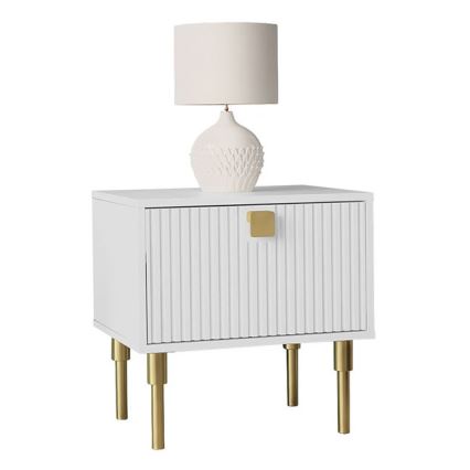 Mesa de cabeceira DORSET 50x50 cm branco/dourada