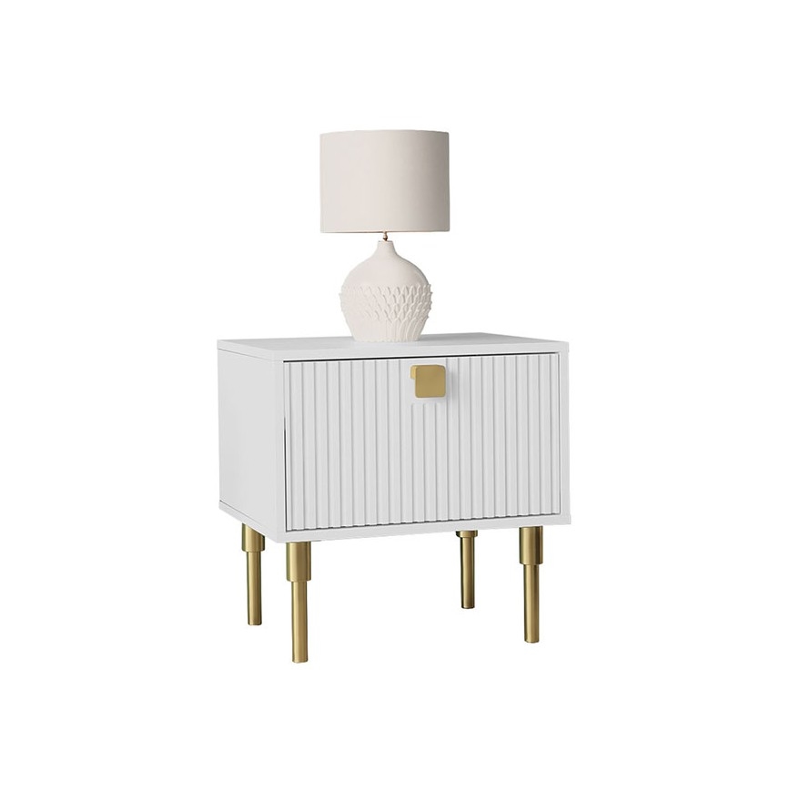 Mesa de cabeceira DORSET 50x50 cm branco/dourada
