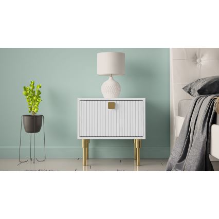 Mesa de cabeceira DORSET 50x50 cm branco/dourada