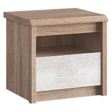 Mesa de cabeceira ENTO 45x46,5 cm castanho/branco