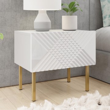Mesa de cabeceira EXITO 46x50 cm branco/dourada