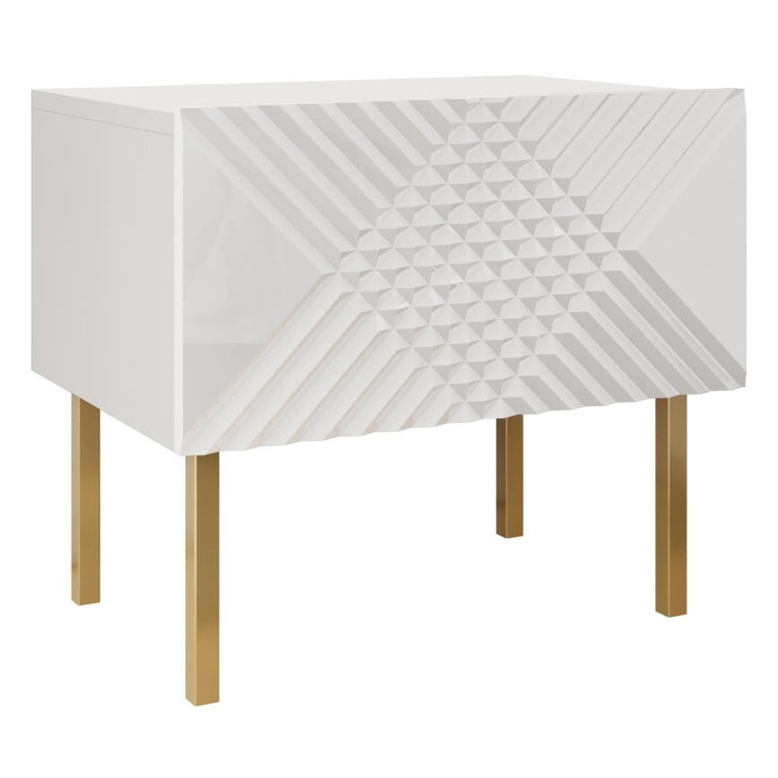 Mesa de cabeceira EXITO 46x50 cm branco/dourada