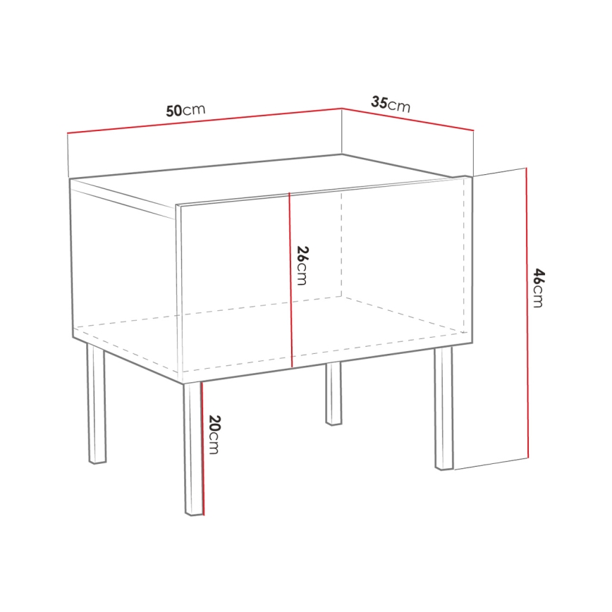 Mesa de cabeceira EXITO 46x50 cm branco/dourada