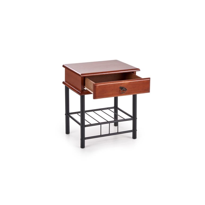 Mesa de cabeceira FIONA 55x48 cm castanho/preto